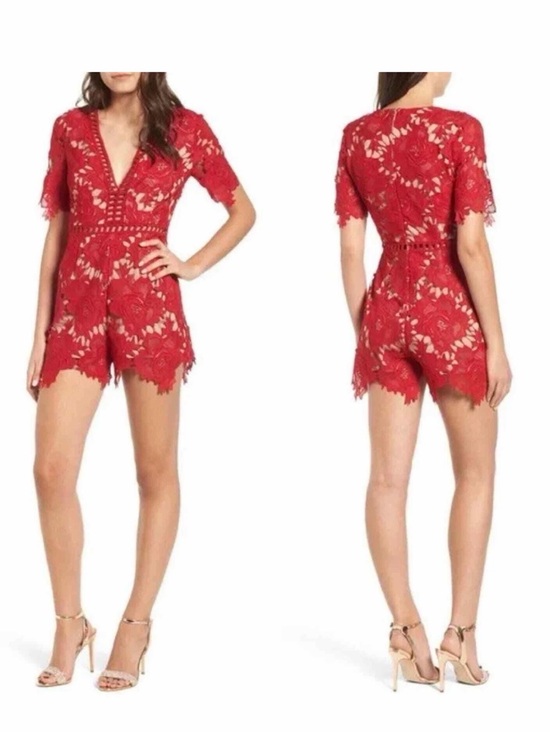 Astr Dresses & Skirts - NWT Astr the Label Red Lace V-Neck Romper - Small